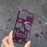 Hollow 3D Skull Callous Phone Case for iPhone 15 14 13 12 11 Pro Max Plus Luxury Plating silicone Shockproof Cover