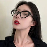 Maytrends Retro Cat Eye Triangle Glasses Frame Girl Ins No Makeup Plain Glasses Men Eyewear Cute Decorative Computer Glasses