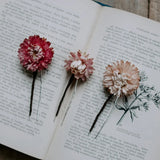 Maytrends Boho Dried Flower Bride Hair Pins Wedding Decoration Pins Autumn Rust Pink Yellow Dried Straw Flower  Hair Pins