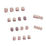 24pcs Press on False with Designs Set Heart n Butterfly Decal Fake Nails Art Full Cover Artificial Short Nail Tips With Tools