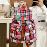 MAYTRENDS  -  Vintage Women Backpacks Large Capacity Aesthetic Plaid Punk Mochilas Para Mujer Casual Students Daily Commute Bag Female