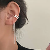 Prevent Allergy Chain Tassel Ear Clip Bride Earrings for Women New Fashion Simple Double-layered Geometric Party Jewelry