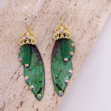 Fashion Handmade Femme Wing Drop Earrings Purple Resin Fairy Cicada Wings Earrings Rhinestone Purple Earrings Vintage Jewelry