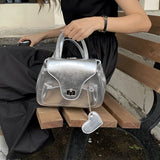 MAYTRENDS  -  Fashion Women Backpacks  New Trend Silver PU Chains Shoulder Bags Individuality Casual Daily Commute Bolso Mujer