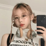 Retro Japan Glasses Frame Girl Ins No Makeup Plain Glasses Men Eyewear Cute Decorative Computer Glasses