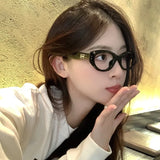 Maytrends Korea Oval Black Glasses Frame Women Lovely INS No Makeup Plain Glasses Men Eyewear Cute Decorative Computer Glasses