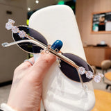 Maytrends Oval Shades Rhinestone New Men Metal Retro Diamond Eyewear Silver New Sunglasses Bling Eyewear Small Round Glasses Women 2024