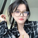 Maytrends Korean Tea Square Glasses Frame Women Lovely Ins No Makeup Plain Glasses Men Eyewear Cute Decorative Computer Glasses