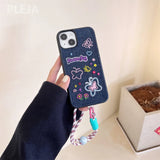 Stylish Denim Fabric Embroidery Butterfly Phone Case For iPhone 11 12 13 14 Pro Max With Hand Strap Silicone Protective Cases