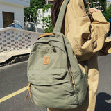 Maytrends New Casual Cool Girl Boy Canvas Green Laptop Student Bag Trendy Women Men College Bag Female Backpack Male Lady Travel Backpack