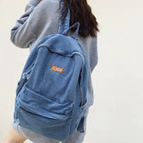 Maytrends  -  Female Canvas Vintage College Backpack Women Laptop Denim School Backpack Fashion Girl Travel Bookbag  Ladies Leisure Kawaii Bag