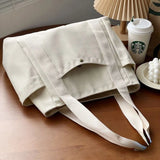 MAYTRENDS  -  Large Capacity Canvas Tote Bags for Work Commuting Carrying Bag College Style Student Outfit Book Shoulder Bag