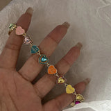 Maytrends Fashion Color Love Drop Oil Enamel Bracelet Female INS New Design Cute Heart Candy Color Bracelet