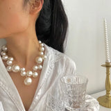 MAYTRENDS  -  Women Bead Pearls Necklace Collarbone Chain Pendant Jewelry