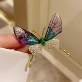 Maytrends 2024 CZ Butterfly Brooches Pins for Women Purple Green Crystal Insect Metal Pins Badge Trendy Jewelry Gifts