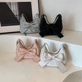 MAYTRENDS  -  Bow Decoration Women's Shoulder Hobos Bag Soft PU Leather Female Crossbody Bags Stone Grain Ladies Simple Tote Purse Handbags