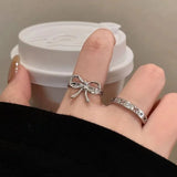 MAYTRENDS  -  Fashion Trend Pink Crystal Bowknot Heart Rings Zircon Ring Y2K Shiny Zircon Rings for Women Girls Party Aesthetic Jewelry 2024 N