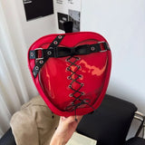 MAYTRENDS  -  Gothic Y2K Women Backpacks Funny Patchwork Apple Ita Bag Female Individuality Subculture Punk Cross Bow Mochilas Para Mujer