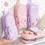 Maytrends Schoolbag Style Pencil Case for Girls Cartoon Pencil Box Multi Layer Storage and Standing Cute Pouch Kawaii School Supplies