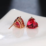 MAYTRENDS  - Red Jewel Heart Earrings