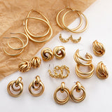 Maytrends New Matte Gold Color Earrings for Women Multiple Trendy Round Geometric Twist Drop Earring Fashion Statement Jewelry