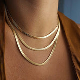Maytrends Free Stainless Steel 18K Gold Plated Short Herringbone Chain Choker Necklaces For Women Minimalist Gold Chain Necklace