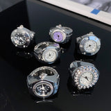 Maytrends New Individuality Vintage Punk Elastic Stretchy Quartz Watch Rings for Women Man Hip-hop Couple Accessories