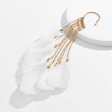 Maytrends 1pcs New Unusual Earrings Big White/Black/Red Color Feather Long Tassel Dangling Creative Clip Earrings For Women Party Jewelry