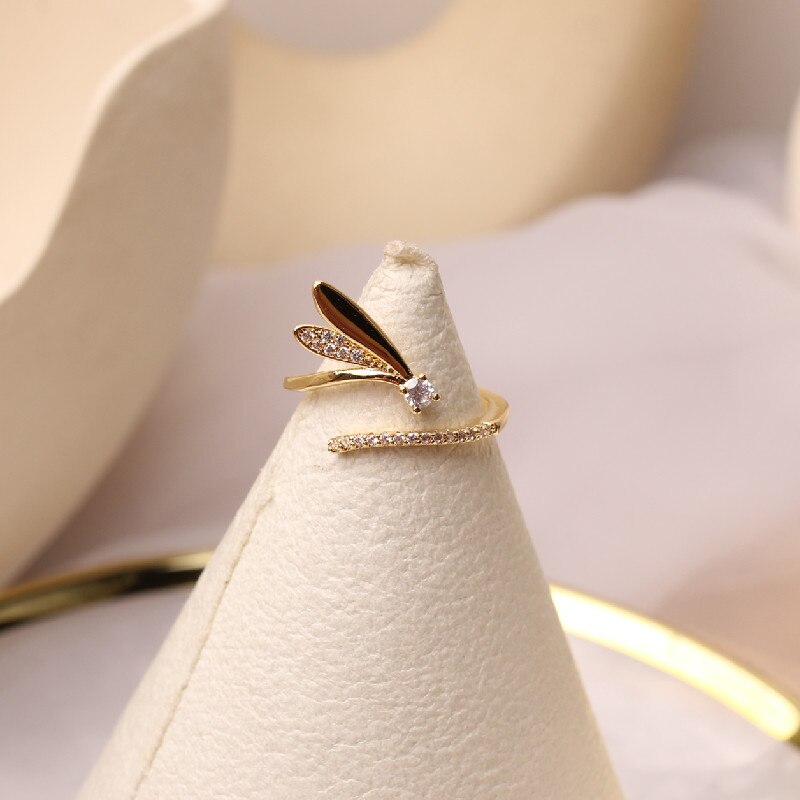 Korean new design fashion jewelry exquisite copper inlaid zircon flower opening simple female index finger ring