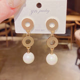 Vintage Charmming Korean Fashion Pearl Earrings For Women Hoop Ellipse Knotted Dangle Drop Earrings New Jewelry Gift