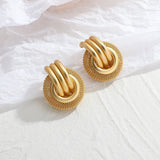 Maytrends New Matte Gold Color Earrings for Women Multiple Trendy Round Geometric Twist Drop Earring Fashion Statement Jewelry