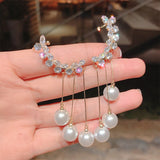 New Fashion Exaggerated Rhinestone Earrings For Women Oversizes Pearl Temperament Earrings Personality Long Style Eardrop