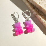 Maytrends Rainbow Color Resin Gummy Bear Hoop Earrings for Women Fashion Cute Cartoon Animal Circle Huggies Earrings Jewelry