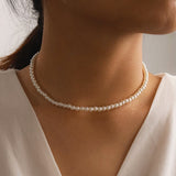Simple Pearl Bead Chain Choker Necklace Crystal Leaf Tassel Necklace For Women Fashion Sex Jewelry Prom Accessories