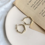 New Classic Copper Alloy Smooth Metal Hoop Earrings For Woman Fashion Korean Jewelry Temperament Girl's Daily Wear earrings