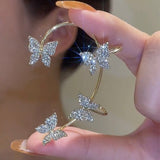 New Non-Piercing Crystal Leaves Ear Clips Leaf Ear Cuff For Women Fashion Gold Silver Color Cubic Zirconia Clip Earrings Jewelry