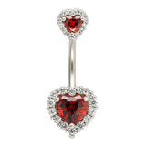 14G Belly Button Piercing Heart Navel Ring 316L Surgical Stainless Steel CZ Belly Piercing Ombligo Jewelry for Women