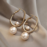 Vintage Charmming Korean Fashion Pearl Earrings For Women Hoop Ellipse Knotted Dangle Drop Earrings New Jewelry Gift