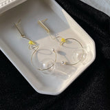Maytrends Original Caramel Clear Glass Bubble Oversized Dangle Earrings For Women Fashion GEO Spiral Super Long Korean Drop Earrings