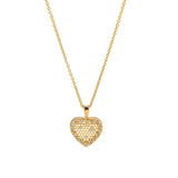 Maytrends New Gold Color Honeycomb Hollow Heart Pendant Necklace for Women Creative Tiny Pave CZ Zircon Lover Heart Necklace Collares