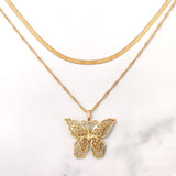 Maytrends Boho Multilayer Butterfly Crystal Chain Necklaces For Women Trendy Heart Cross Snake Chain Pendant Necklace Jewelry