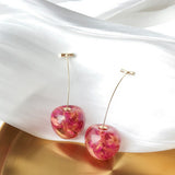 1Pair  Summer Cute Fruit Earrings Japan Chic Cherry Dry Flower Long Dangle Drop Earring Party Jewelry Gifts