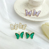 Maytrends Women Crystal Butterfly Earrings Metal Frame Jewelry Zircon Decorative Earrings Girl Vitality Halo Accessories Gifts