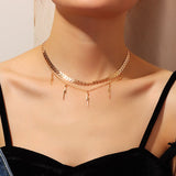 Copper Rhinestone Chain Necklace For Women Girls Quality Collar Layer Choker Necklaces Pendants Punk Party Jewelry Gift