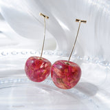 1Pair  Summer Cute Fruit Earrings Japan Chic Cherry Dry Flower Long Dangle Drop Earring Party Jewelry Gifts