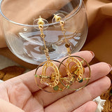 Maytrends Original Retro Geometric Dangle Earrings For Women New Trend Fashion Korean Unique Caramel Color Glass Ball Drop Earrings
