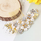 Fashion Pearl Flower Headband Bridal Wedding Crown Hair Accessories Women Party HairBand Tiara Crystal Headpiece Hair Jewelry