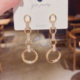 Luxury Double Geometric Hollow Pendant Tassel  Earrings For Women Delicate Fashion Simple Metal Vintage Jewelry For Women