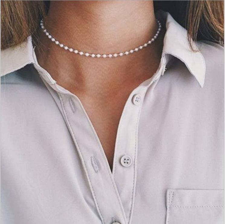 Maytrends Vintage Style Simple 6MM Pearl Chain Choker Necklace For Women Wedding Love Shell Pendant Necklace Fashion Jewelry Wholesale