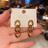 New Korean Metal Chain Dangle Tassel Earrings Fashion For Women Elegant Geometric Long Line Pendientes Girls Jewelry